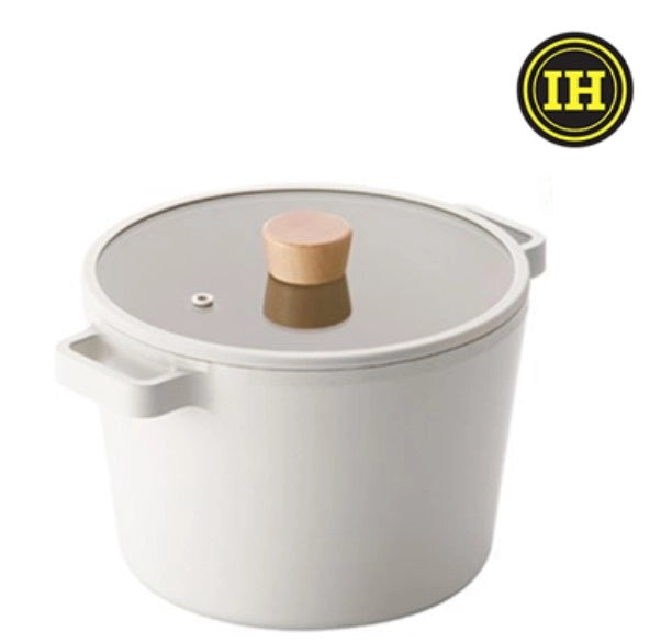 A008-13 Neoflam Fika 22cm High Casserole Pot with Glass Lid (Induction Compatible)