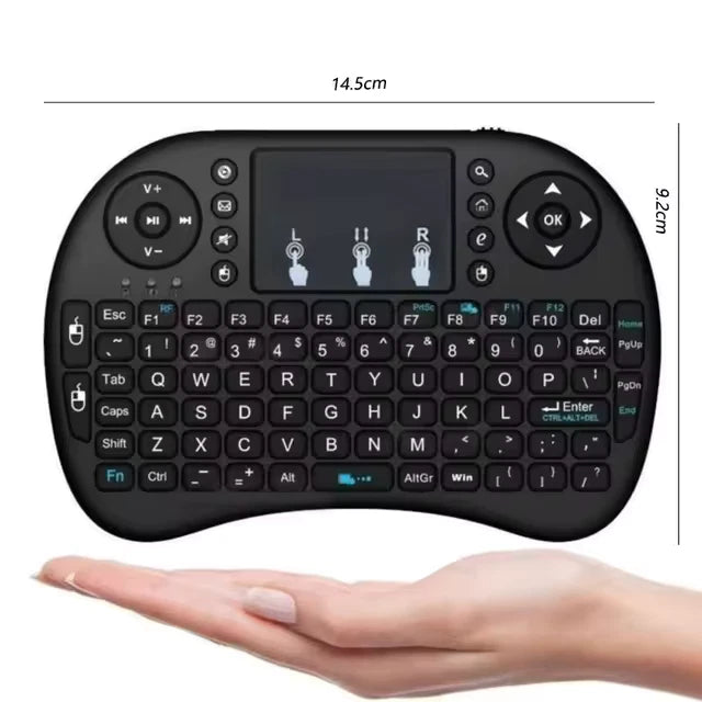 A007-06 Mini i8 2.4GHz Backlit Wireless Keyboard with Touchpad Mouse - Black