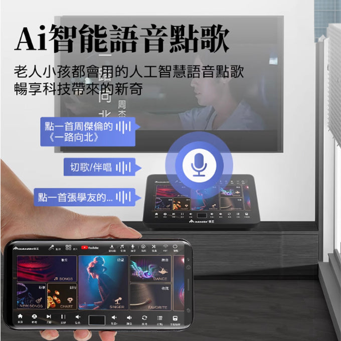 A013-04 InAndon K90MAX 15.6吋國際版家庭KTV卡拉OK系統搭配兩個麥克風